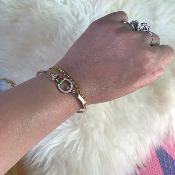 Gold silver or rose gold bangle bracelet - Picture 7 of 8